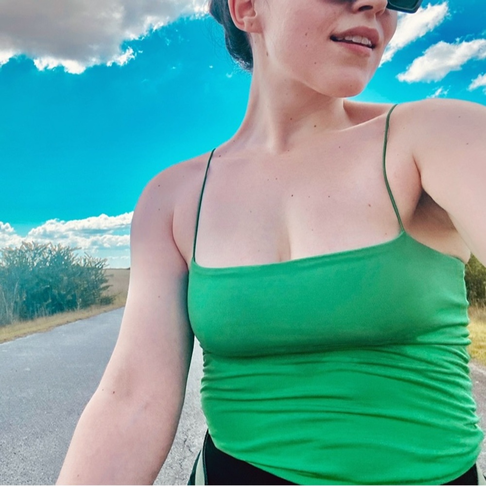 Green Spaghetti Strap Bodysuit